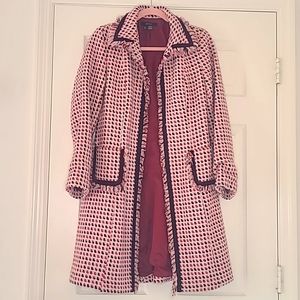 Zara Basic Pink Burgundy Tweed Coat Jacket L